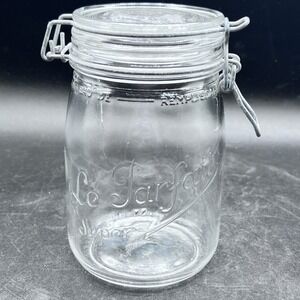 Vintage Le Parfait "Super" 1 Liter Glass Canning Jar w/ Wire Lid & Gasket France